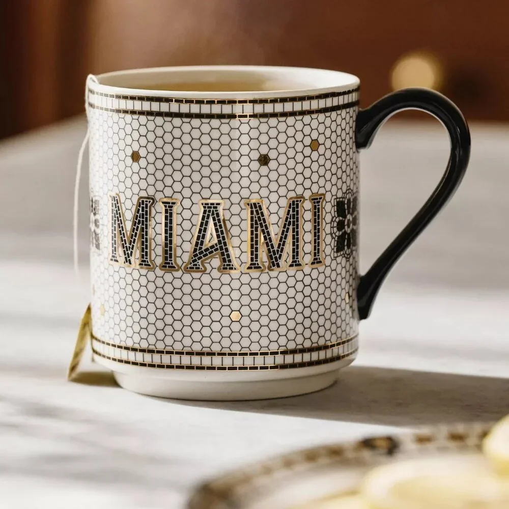 Anthropologie Bistro Tile Mug 